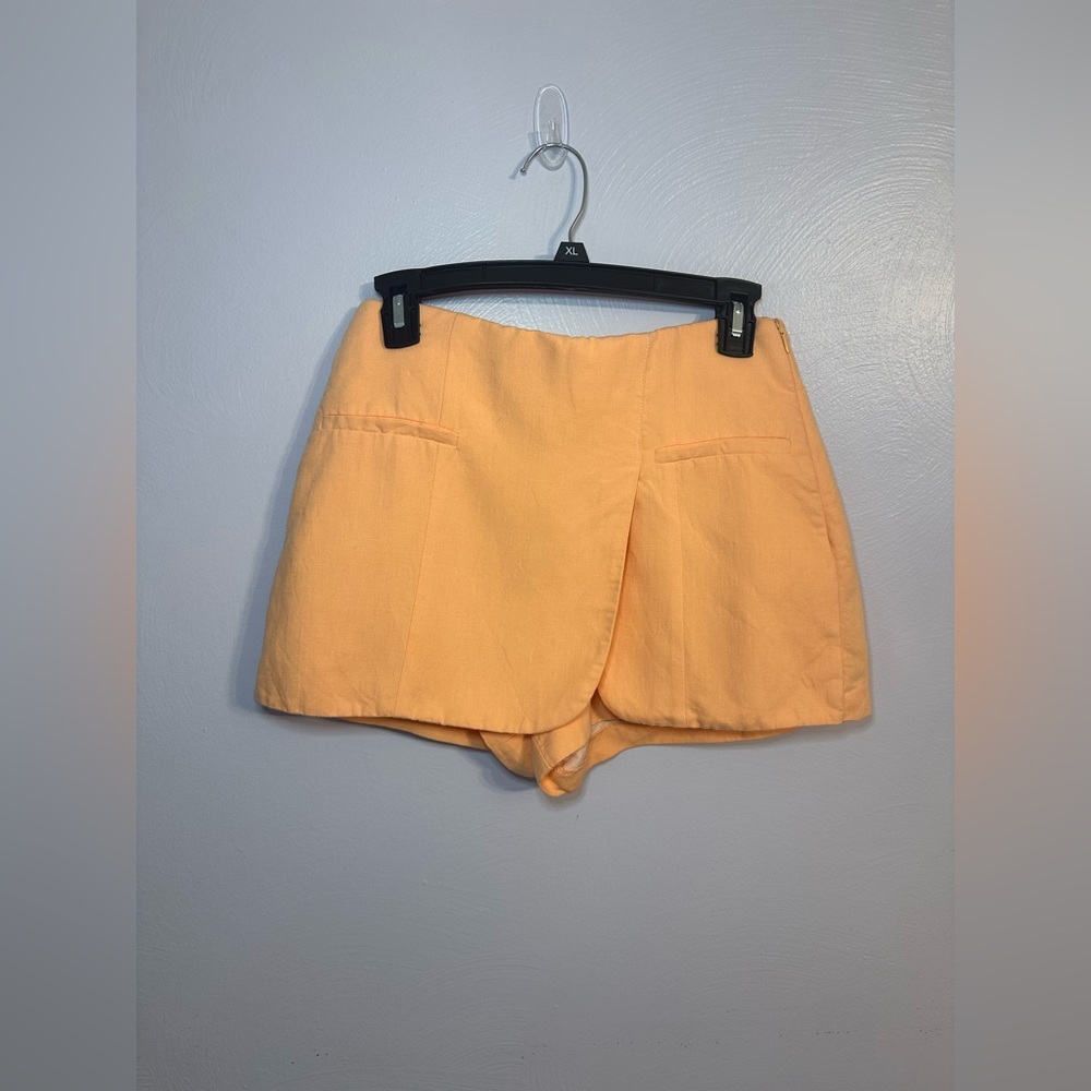 Zara Peach, Coral Women's Linen Blend Skort Size Small